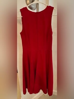 Vibrant Red Midi Dress with Structured Seams like new not too short first owned